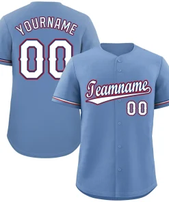 Custom Light Blue White-Red Classic Style Authentic Baseball Jersey