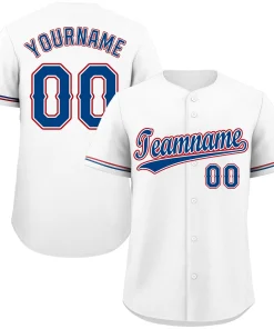 Custom White Royal-Red Classic Style Authentic Baseball Jersey