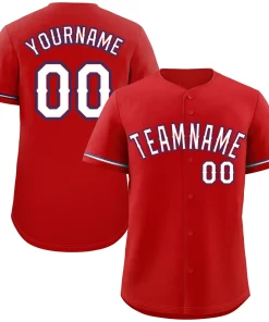 Custom Red White-Navy Classic Style Authentic Baseball Jersey