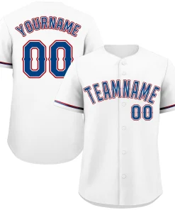 Custom White Navy-Red Classic Style Authentic Baseball Jersey