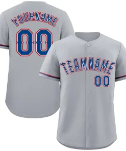 Custom Gray Royal-Red Classic Style Authentic Baseball Jersey