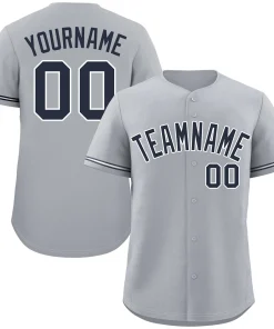 Custom Gray Navy-White Classic Style Authentic Baseball Jersey