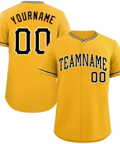 Custom Gold Black-White Classic Style Authentic Baseball Jersey