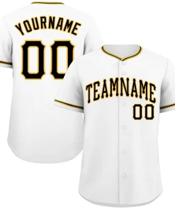 Custom White Black-Gold Classic Style Authentic Baseball Jersey