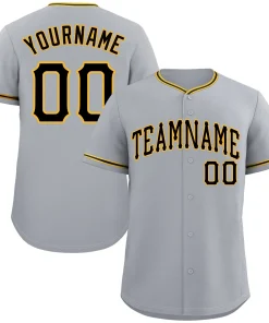 Custom Gray Black-Gold Classic Style Authentic Baseball Jersey