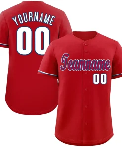 Custom Red Royal-White Classic Style Authentic Baseball Jersey