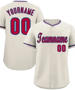 Custom Cream Red-Royal Classic Style Authentic Baseball Jersey