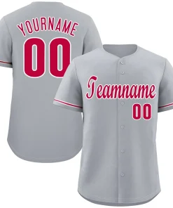 Custom Gray Red-White Classic Style Authentic Baseball Jersey
