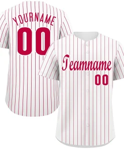 Custom White Red Stripe Fashion Authentic Baseball Jersey