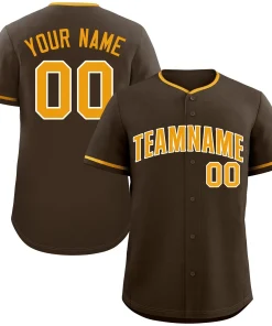Custom Brown Gold-White Classic Style Authentic Baseball Jersey