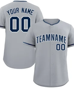 Custom Gray Navy-White Classic Style Authentic Baseball Jersey