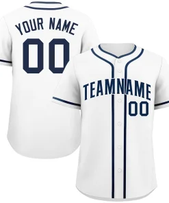 Custom White Navy Classic Style Authentic Baseball Jersey