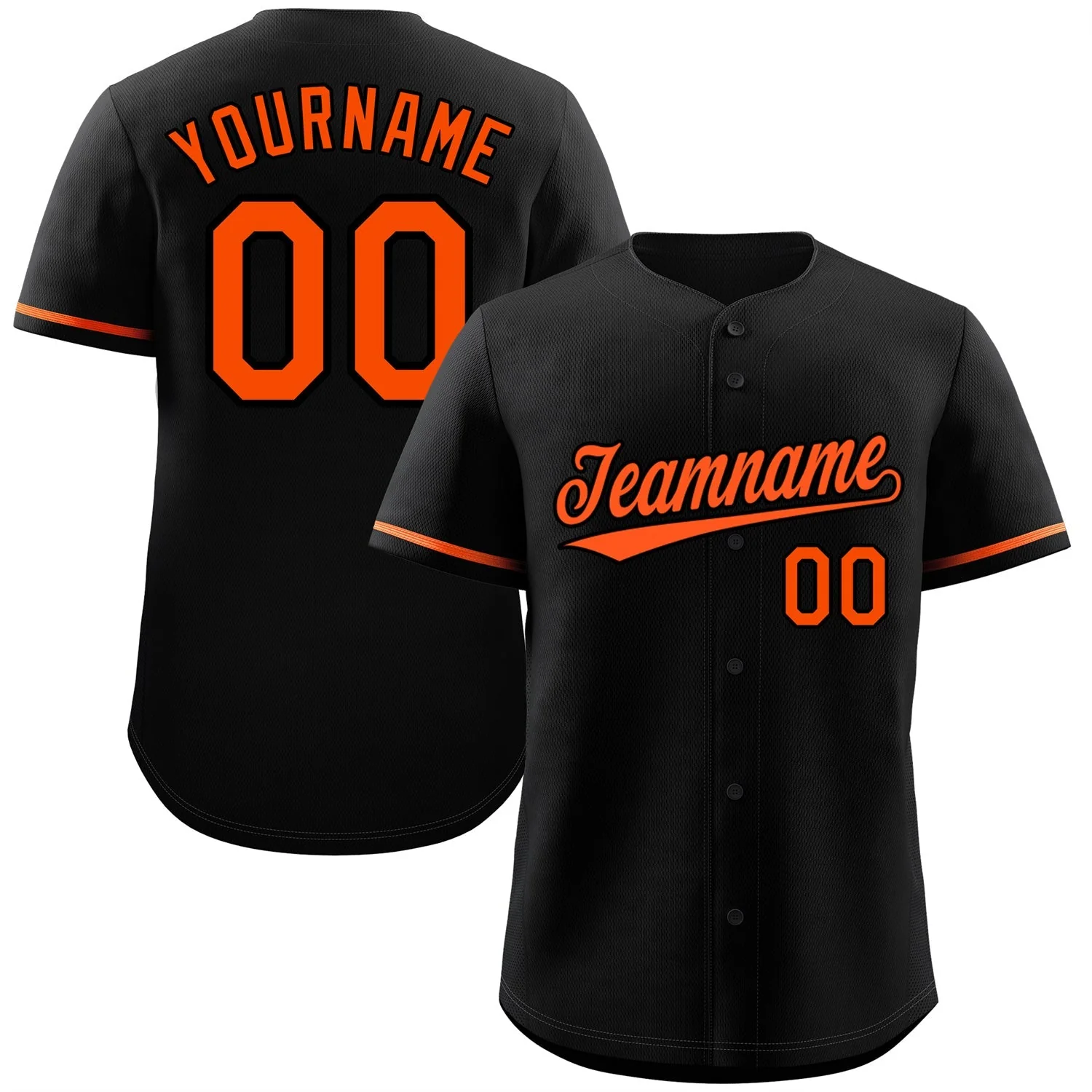 Custom Black Orange Classic Style Authentic Baseball Jersey