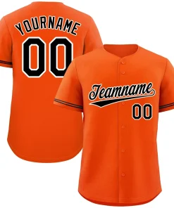 Custom Orange Black-White Classic Style Authentic Baseball Jersey
