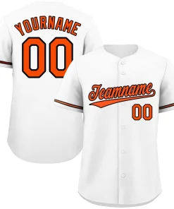 Custom White Orange-Black Classic Style Authentic Baseball Jersey