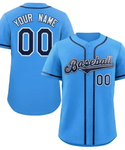 Custom Powder Blue Navy-White Classic Style Authentic Baseball Jersey