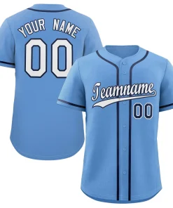 Custom Light Blue White-Navy Classic Style Authentic Baseball Jersey