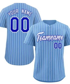 Custom Light Blue White-Royal Stripe Fashion Authentic Baseball Jersey