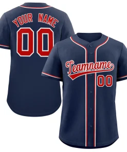 Custom Navy Red-White Classic Style Authentic Baseball Jersey