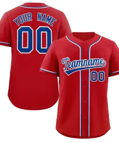 Custom Red Royal-White Classic Style Authentic Baseball Jersey