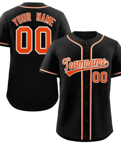 Custom Black Orange-White Classic Style Authentic Baseball Jersey
