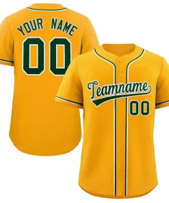 Custom Yellow Green-White Classic Style Authentic Baseball Jersey