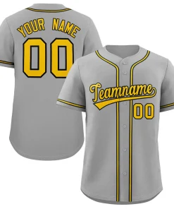 Custom Gray Yellow-White Classic Style Authentic Baseball Jersey