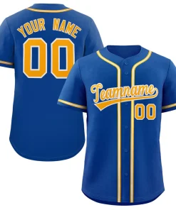 Custom Royal Gold-White Classic Style Authentic Baseball Jersey