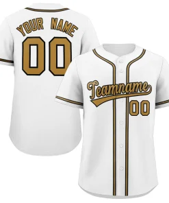 Custom White Old Gold-Black Classic Style Authentic Baseball Jersey