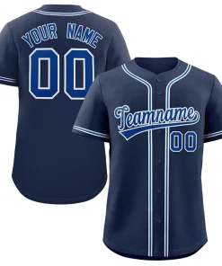 Custom Navy Royal-Gray Classic Style Authentic Baseball Jersey