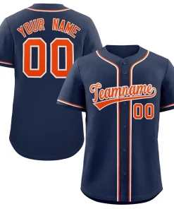 Custom Navy Orange-White Classic Style Authentic Baseball Jersey