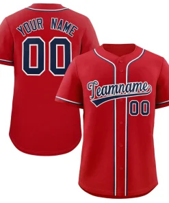 Custom Red Navy-White Classic Style Authentic Baseball Jersey