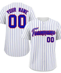 Custom White Royal-Red Stripe Fashion Authentic Baseball Jersey