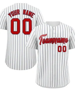 Custom White Red-Black Stripe Fashion Authentic Baseball Jersey