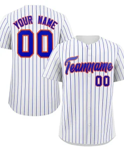Custom White Royal-Orange Stripe Fashion Authentic Baseball Jersey