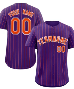 Custom Purple Orange-White Stripe Fashion Authentic Baseball Jersey