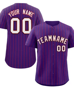 Custom Purple White-Black Stripe Fashion Authentic Baseball Jersey