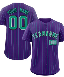 Custom Purple Aqua-Black Stripe Fashion Authentic Baseball Jersey