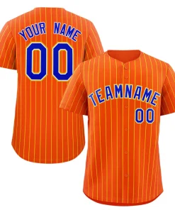Custom Orange Royal-Yellow Stripe Fashion Authentic Baseball Jersey