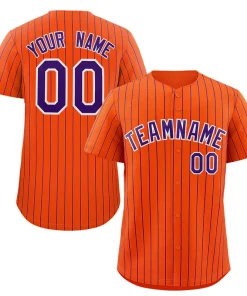 Custom Orange Purple-White Stripe Fashion Authentic Baseball Jersey