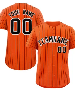 Custom Orange Black-White Stripe Fashion Authentic Baseball Jersey