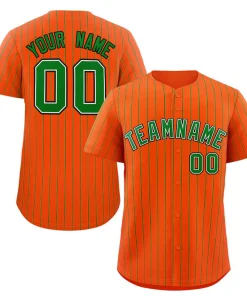 Custom Orange Green-Black Stripe Fashion Authentic Baseball Jersey