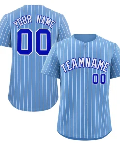 Custom Light Blue White-Royal Stripe Fashion Authentic Baseball Jersey