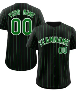 Custom Black Green-White Stripe Fashion Authentic Baseball Jersey