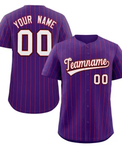 Custom Purple White-Black Stripe Fashion Authentic Baseball Jersey
