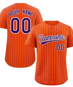 Custom Orange Purple-White Stripe Fashion Authentic Baseball Jersey