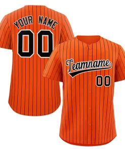Custom Orange Black-White Stripe Fashion Authentic Baseball Jersey