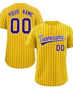 Custom Yellow Purple-White Stripe Fashion Authentic Baseball Jersey