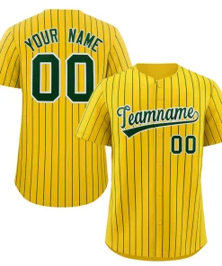 Custom Gold Green-White Stripe Fashion Authentic Baseball Jersey