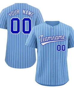 Custom Light Blue White-Royal Stripe Fashion Authentic Baseball Jersey